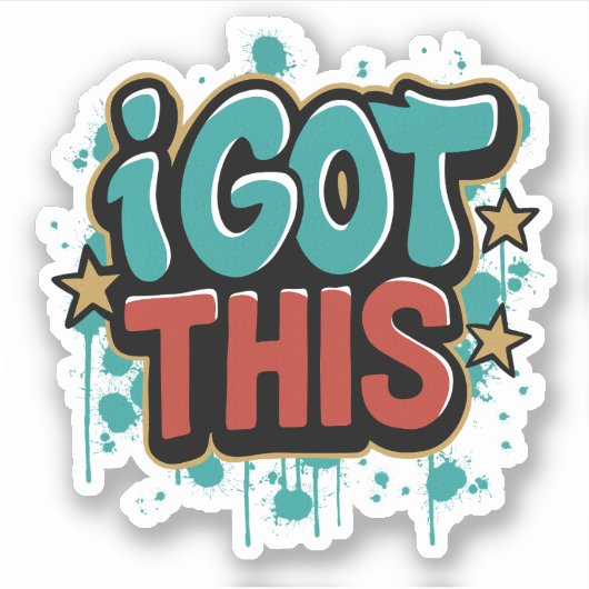 IK KAN HET Graffiti Stijl Motiverende Typografie Sticker (Voorkant)