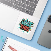 IK KAN HET Graffiti Stijl Motiverende Typografie Sticker (Laptop met iPhone)