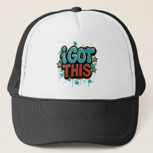 IK KAN HET Graffiti Stijl Motiverende Typografie Trucker Pet