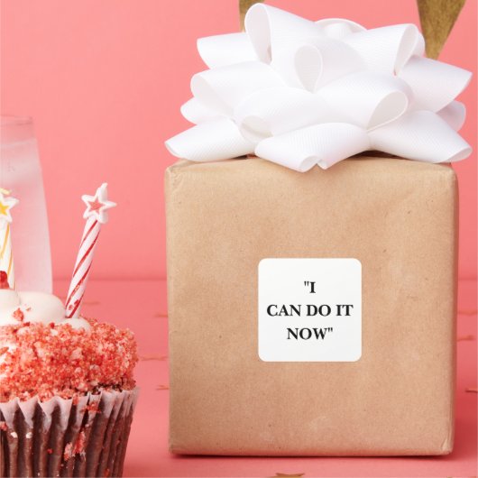 IK KAN HET NU DOEN VIERKANTE STICKER (Feest)