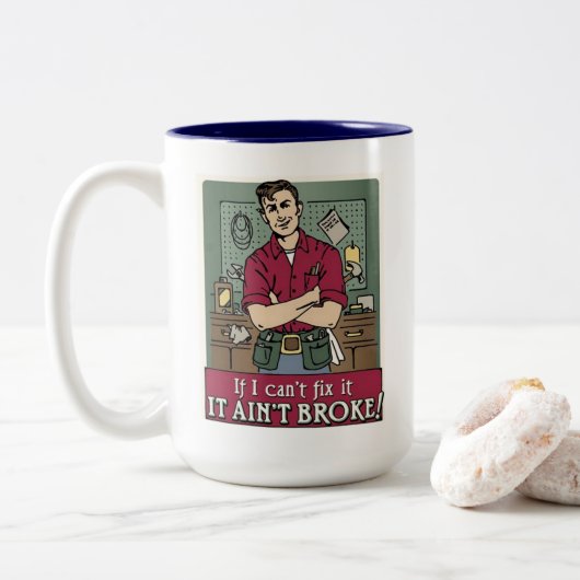 Ik kan het oplossen tweekleurige koffiemok (Met donut)