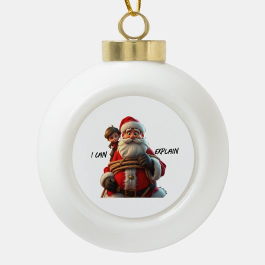 Ik kan het uitleggen, Cartoon Sinterklaas en klein Keramische Bal Ornament (Voorkant)