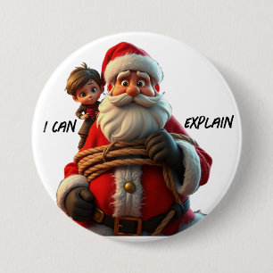 Ik kan het uitleggen, Cartoon Sinterklaas en klein Ronde Button 7,6 Cm