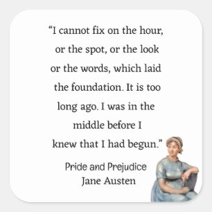 Ik kan het uur of de plek Jane Austen niet vastste Vierkante Sticker