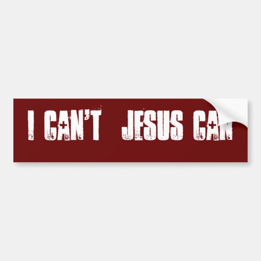 Ik kan Jezus niet. Bumpersticker (Voorkant)