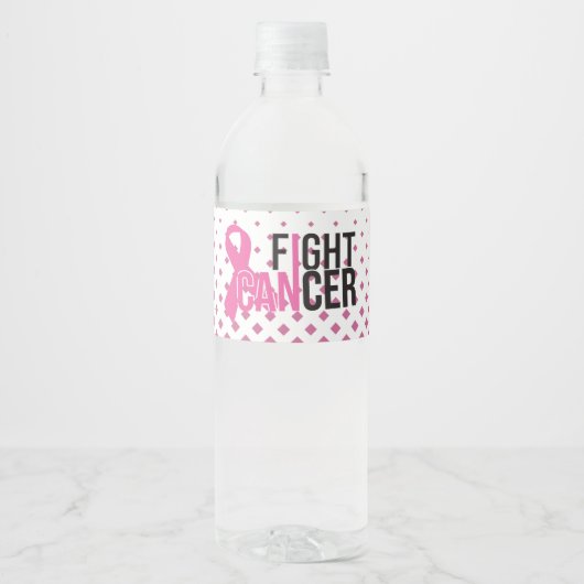 Ik kan kanker bestrijden - bewustzijn waterfles etiket (Voorkant)