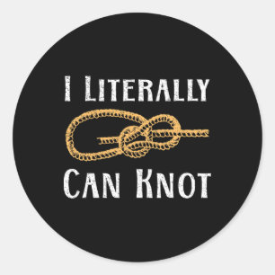 Ik kan letterlijk geen grappige knoop-pun-camping ronde sticker