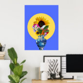 Ik kan mezelf bloemen kopen! Blauw Poster (Thuiskantoor)