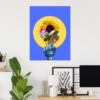 Ik kan mezelf bloemen kopen! Blauw Poster