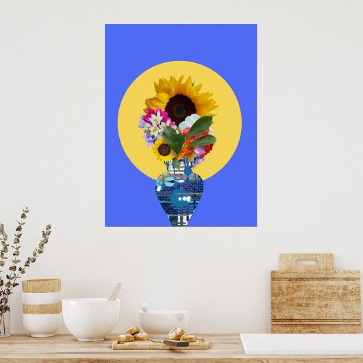 Ik kan mezelf bloemen kopen! Blauw Poster (Keuken)