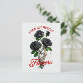 Ik kan mezelf bloemen skelet hand en Rozen kopen Briefkaart (Staand voorkant)