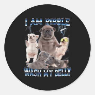Ik kan mijn buik wassen Grappige hond maak mijn bu Ronde Sticker