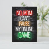 Ik kan mijn online game niet onderbreken RSVP kaartje (Staand voorkant)