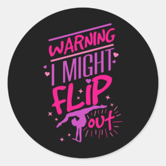 Ik kan misschien flippen Funny Gymnastiek Cheerlea Ronde Sticker