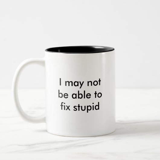 Ik kan misschien niet zo stom zijn, maar ik kan we tweekleurige koffiemok (Links)