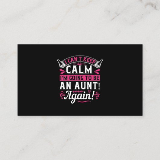 Ik kan niet blijven kalm dat ik een tante word. No Visitekaartje (Voorkant)