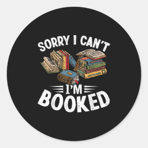 Ik kan niet boeken grappig boek minnaar sarcasme ronde sticker