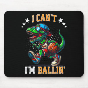 Ik kan niet dat ik basketbaldinosaurus T Rex Boys Muismat