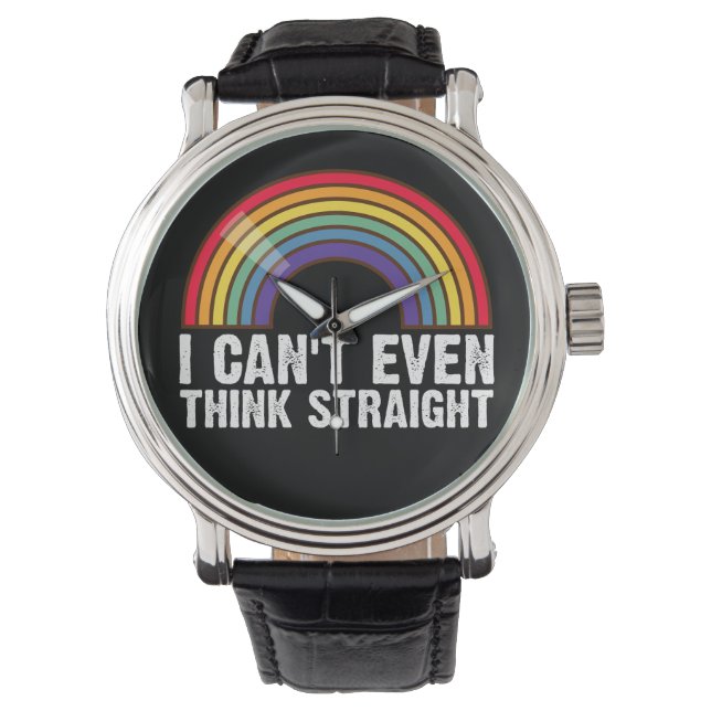 Ik kan niet eens denken hetero LGBTQ Pride Maand Horloge (Voorkant)