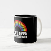 Ik kan niet eens denken hetero LGBTQ Pride Maand Tweekleurige Koffiemok (Voorkant rechts)