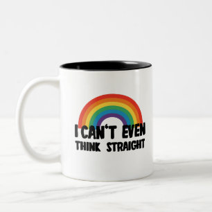 Ik kan niet eens rechtuit denken Grappige Gay Prid Tweekleurige Koffiemok