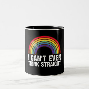 Ik kan niet eens rechtuit denken LGBTQ Pride Month Tweekleurige Koffiemok
