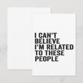 Ik kan niet geloven dat ik familie ben van deze gr bedankkaart (Voorkant / Achterkant)