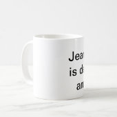 ik kan niet geloven dat jean valjean dood is koffiemok (Voorkant links)