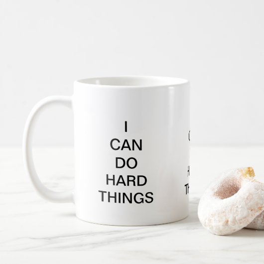 Ik kan niet hard wat inspiratie citaat doen. koffiemok (Met donut)