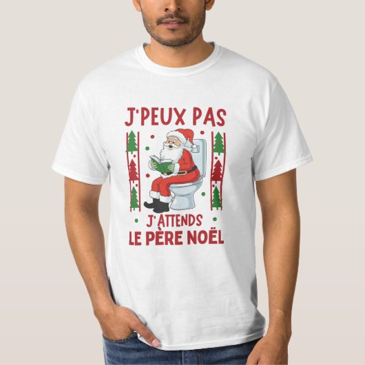 Ik kan niet, ik wacht op kerstman t-shirt (Voorkant)