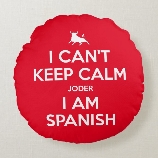 Ik kan niet kalm houden. rond kussen (Voorkant)