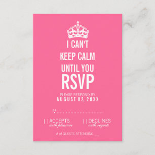 Ik kan niet kalm houden tot je RSVP-kaart. RSVP Kaartje