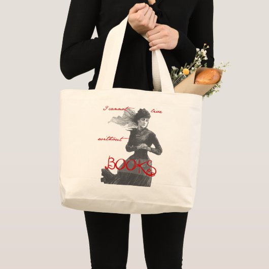 Ik kan niet leven zonder boeken grote tote bag (Voorkant (product))