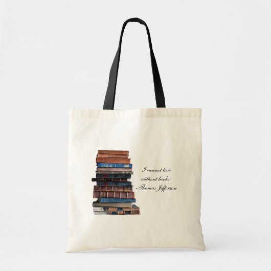 "Ik kan niet leven zonder boeken" - oude stapel bo Tote Bag (Voorkant)