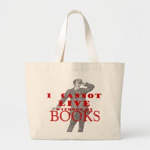 Ik kan niet leven zonder mijn boeken - man grote tote bag