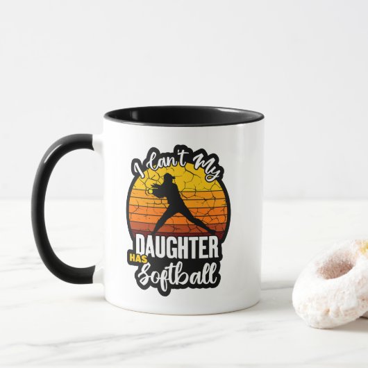 Ik Kan Niet Mijn Dochter Heeft Softbal Trots Moede Mok (Met donut)