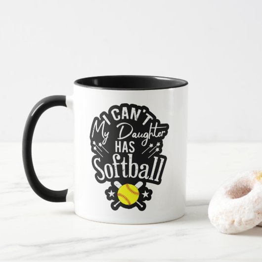 Ik Kan Niet Mijn Dochter Heeft Softbal Trots Ouder Mok (Met donut)