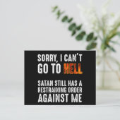 Ik kan niet naar de hel gaan Satan heeft een overb Briefkaart (Staand voorkant)