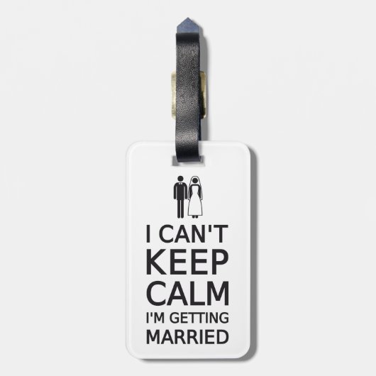 Ik kan niet rustig blijven, ik ga trouwen bagagelabel (Achterkant verticaal)