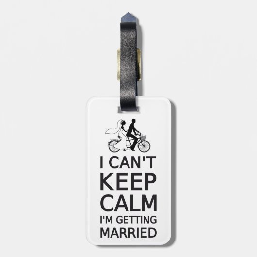 Ik kan niet rustig blijven, ik ga trouwen bagagelabel (Achterkant verticaal)