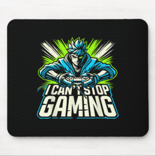 Ik kan niet stoppen met gamen Funny Gamer Grafisch Muismat