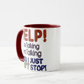 Ik kan niet stoppen met praten mok (Voorkant links)