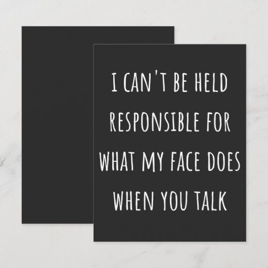 ik kan niet verantwoordelijk worden gehouden voor  bedankkaart (Voorkant / Achterkant)