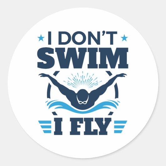 Ik kan niet zwemmen met vlinder. ronde sticker (Voorkant)