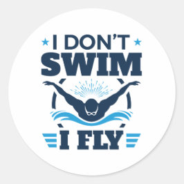Ik kan niet zwemmen met vlinder. ronde sticker