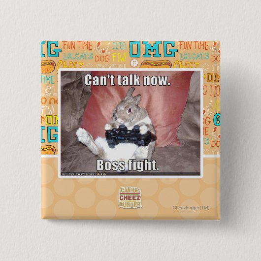 Ik kan nu niet praten, baas vecht. vierkante button 5,1 cm (Voorkant)