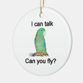 Ik kan praten, kan je vliegen? keramisch ornament (Links)