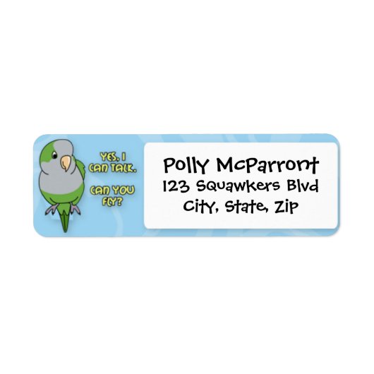 Ik kan Quaker Parakeet spreken Etiket (Voorkant)
