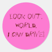 Ik kan rijden! ronde sticker (Voorkant)