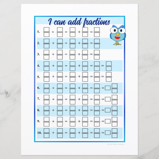 Ik kan Sjablonen met breuken toevoegen en aftrekke (Voorkant)